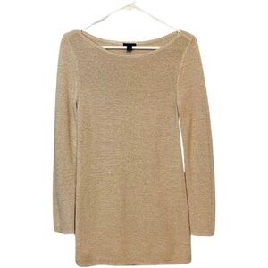 Ann Taylor Factory Shimmery Gold Sweater, SzM, Slim Fit, Boatneck